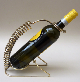 Mid Century Atomic Age brass spiral wine bottle holder