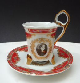 German footed porcelain cabinet cup with portrait