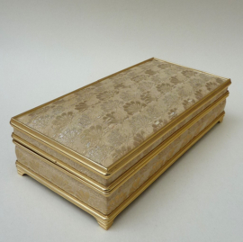 Hollywood Regency gold brocade jewelry box