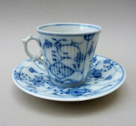 Rauenstein antique blue and white Strawflower porcelain cup with saucer