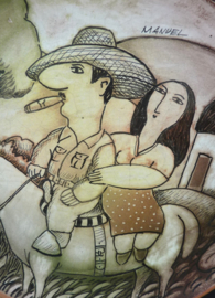 Wandbord Manuel Hernandez Valdes Cuba jaren 80