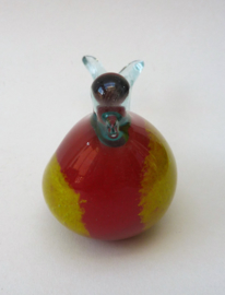 Art Glass vogel in rood en geel