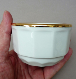 Apilco white and gold bistroware porcelain sugar bowl 