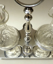 Armand Frenais silver plated oil vinegar set with Baccarat bottles