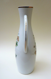 Hollohaza Hungary white porcelain amphora vase yellow flowers