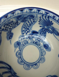 Vietnamese blauw wit porseleinen kom Phoenix en Draak