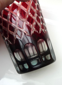 A pair of Bohemian ruby cut to clear longdrink glasses
