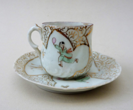 Japanse Edo Hirado demitasse kop en schotel