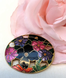 Cloisonne bloemen broche