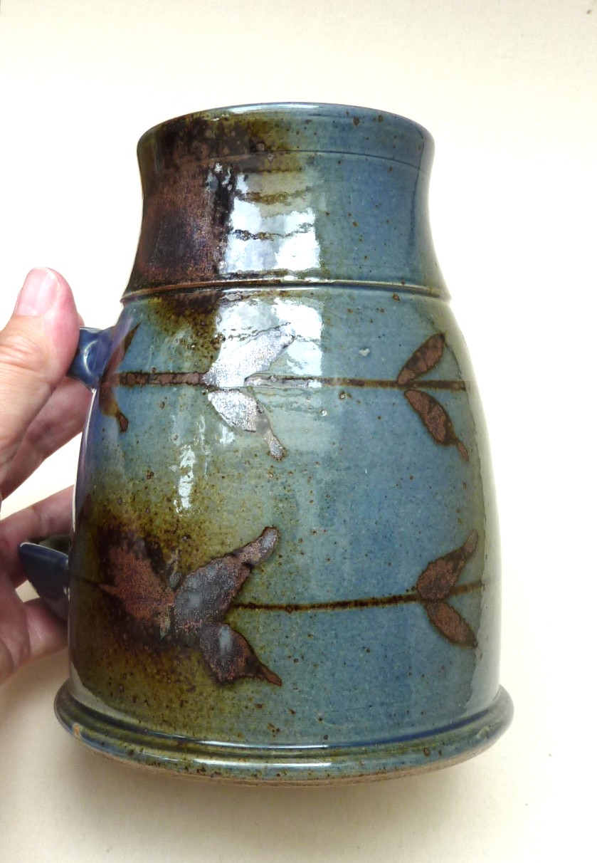 French Gres pottery pickle jar with cork lid