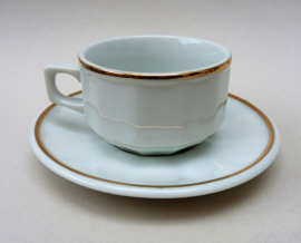 Porcelaine Bistro koffiekop en schotel wit met goud