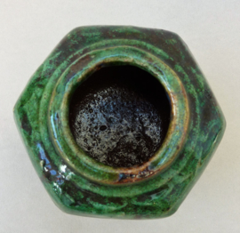 Chinese turquoise groen geglazuurde Shiwan gemberpot