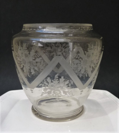 Glass baluster vase engraved flowers 19th century