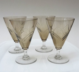 Art Deco cut crystal wine glasses