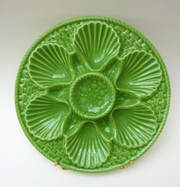 Longchamp grass green faience oyster plate