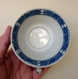 Blue white Kangxi style Chinoiserie teacup with saucer