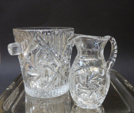 Lead crystal buzz cut bar set ice bucket whisky water pitcher 