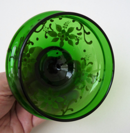 Bohemian enamelled green glass chocolate box