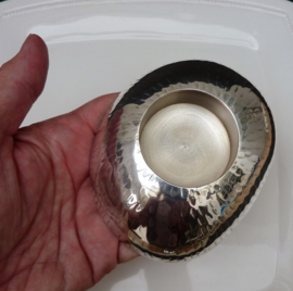 A pair of silver plated votives organic pebble shape