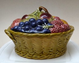 Antique Sarreguemines barbotine Fruit tureen