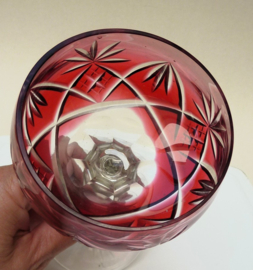 Antiek cranberry kristallen cut to clear geslepen rijnwijnglas