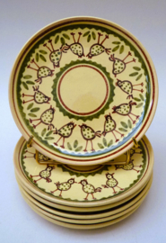 Bordjes Side plates Vogeltjes handbeschilderd keramiek