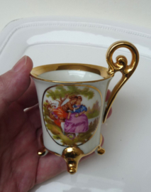 JWK Karlsbad Fragonard Courting Couple footed cabinet cup