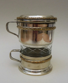 French Art Deco silver plated one person drip coffee maker