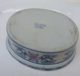 Chinees porseleinen Eend terrine met groen blauw roze decor
