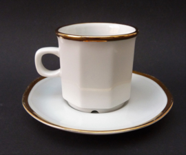 SPM Walkure white and gold bistroware octagonal mug with saucer