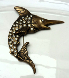Goldtone Marlin brooch 1950s