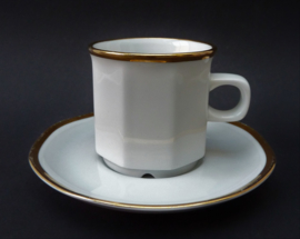 SPM Walkure white and gold bistroware octagonal mug with saucer