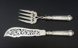 Victorian silver plated fish server set