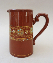 Creek Border Pottery antique Redware milk jug