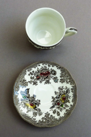 Enoch Wedgwood Oriental Pheasants bruin mokkakopje met schotel