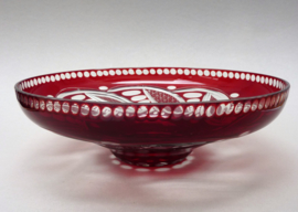 Mid Century ruby cut to clear Bohemia crystal bowl