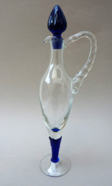 Murano liqueur decanter and glasses with blue twisted stem
