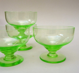 Dutch Art Deco uranium glass cocktail coupes