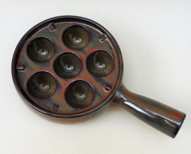 Gemarmerde bruine porseleinen escargots ovenschaal  6 gaats 