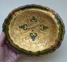 Florentine serving tray in Green and Gold