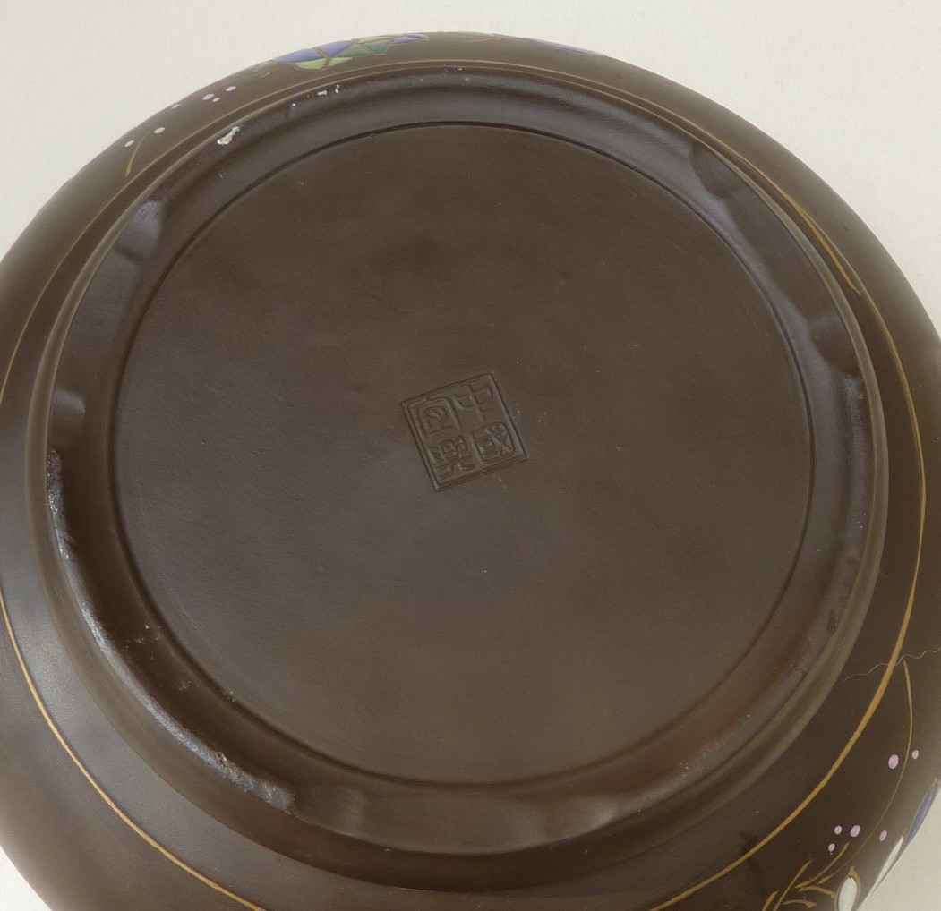 Yixing zisha pottery enameled tea warmer