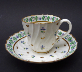 Old Paris porcelain Bleuet Cornflower Sprig cup with saucer