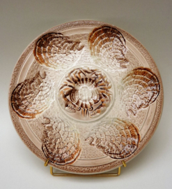 Sarreguemines Atelier du Revernay Mid Century faience crab oyster plate