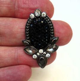 Ovale oorstekers zwarte strass