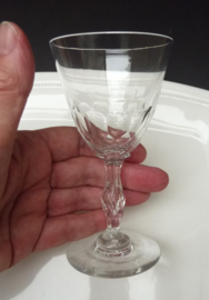 Four facet cut crystal wine glasses with air bubble stem 19th century