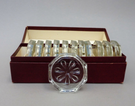 Mid Century kristallen achthoekige glas onderzetter set