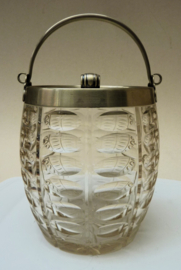 Glass olive cut biscuit barrel