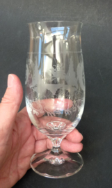 Crystal etched hunting scene beer glasses