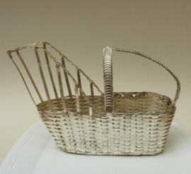 Silver plated braided wine bottle holder basket