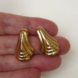 Trifari TM gold tone pierced earrings